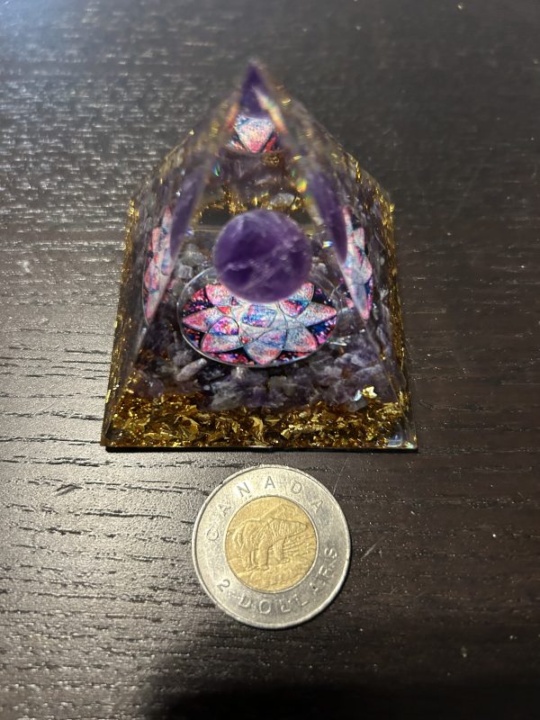 Purple Moon With Lotus Orgonite Pyramid