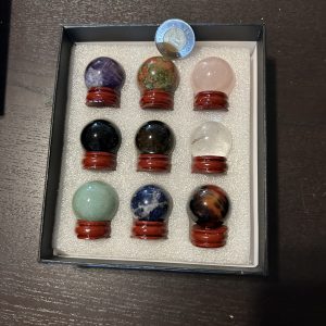 Box Set of Mini Crystal Spheres w/Stands