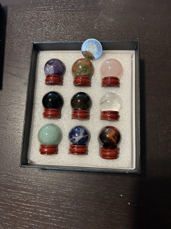 Box Set of Mini Crystal Spheres w/Stands