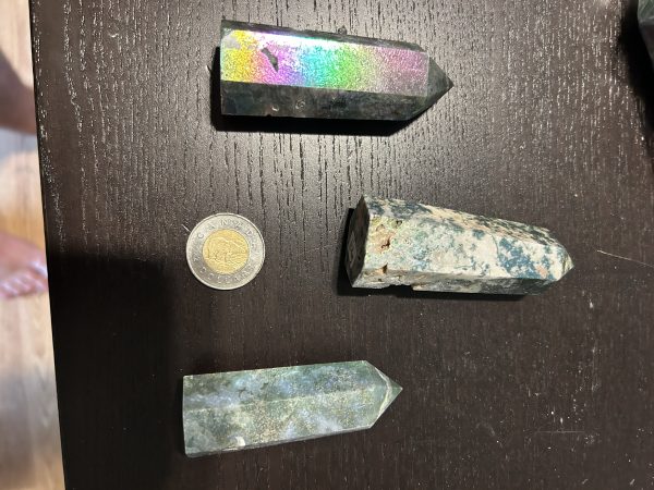 Aura Coated Moss Agate Tower