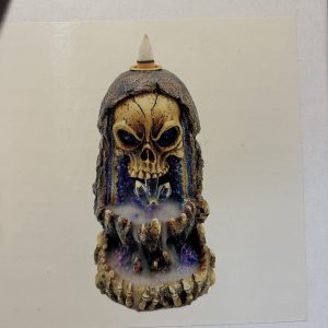 Cloaked Skull Back Flow Incense Burner With Led Lights