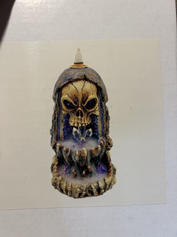 Cloaked Skull Back Flow Incense Burner With Led Lights
